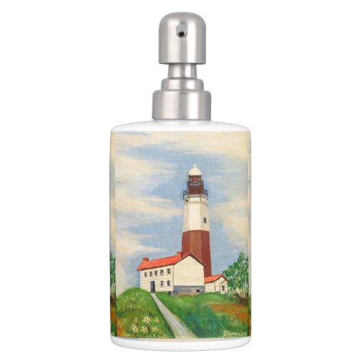 Lighthouse Soap Dispenser & Toothbrush Holder Set (Front)
