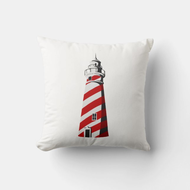 lighthouse spiral red white landing.png throw pillow (Front)