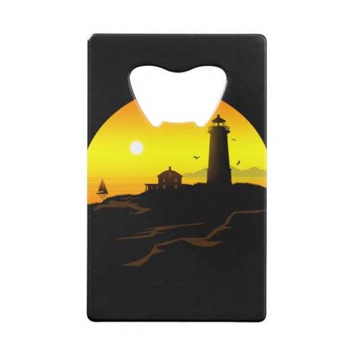 Lighthouse Sundown Credit Card Bottle Opener