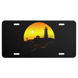Lighthouse Sundown License Plate