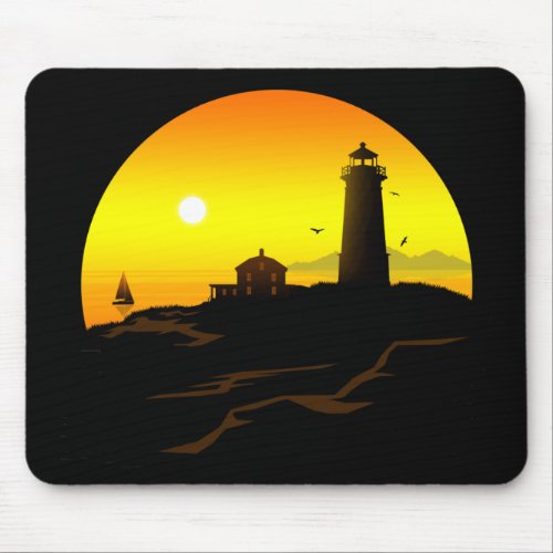 Lighthouse Sundown Mouse Pad