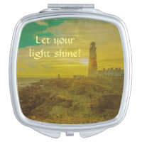 Lighthouse Sunset Bible Verse Compact Mirror