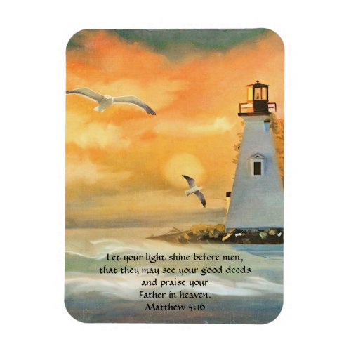 Lighthouse Sunset Bible Verse Magnet