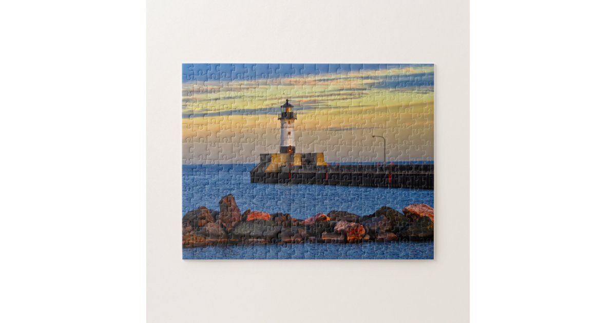 Lighthouse Sunset Duluth Minnesota Jigsaw Puzzle Zazzle