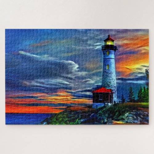 Lighthouse Sunset Jigsaw Puzzle