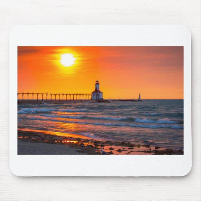 Lighthouse Sunset Mouse Pad (Front)