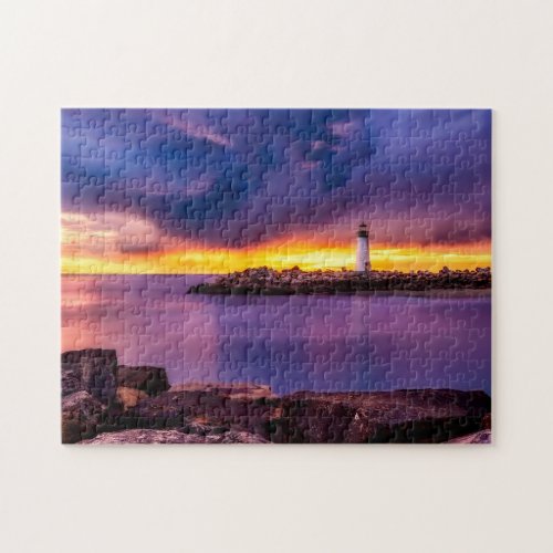 Lighthouse  Sunset Photo Puzzle with Gift Box