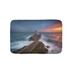 Lighthouse Sunset Plouzané Finistère, Brittany Bathroom Mat