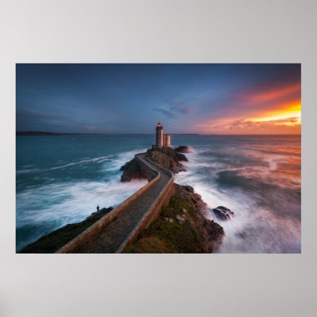 Lighthouse Sunset Plouzané | Finistère, Brittany Poster (Front)