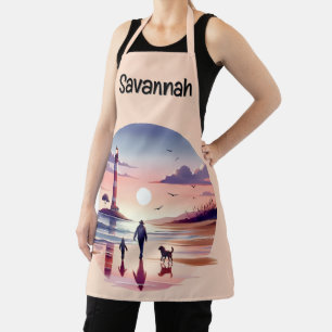Lighthouse Sunset Walk Coastal Scene Apron
