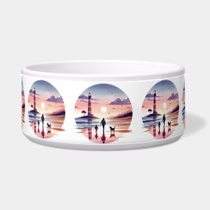 Lighthouse Sunset Walk Coastal Scene Bowl
