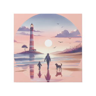 Lighthouse Sunset Walk Coastal Scene Gallery Wrap