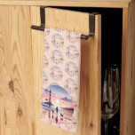 Lighthouse Sunset Walk Coastal Scene Kitchen Towel
