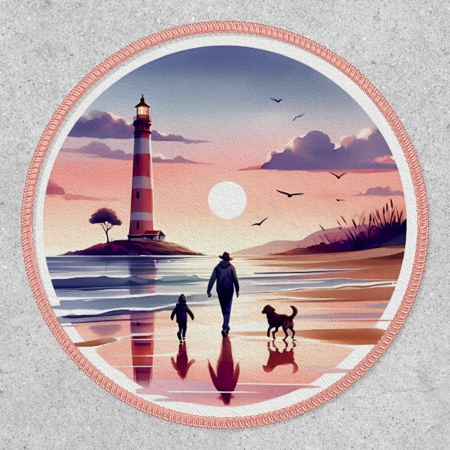 Lighthouse Sunset Walk Coastal Scene Patch (Front)