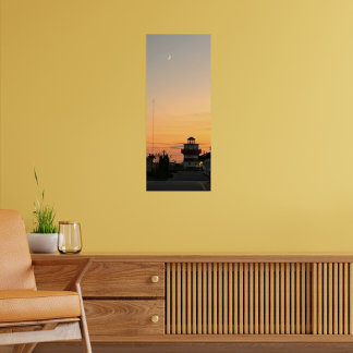 Lighthouse Sunset with Moon Poster