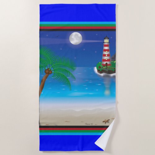 Lighthouse Themed Beach Towel