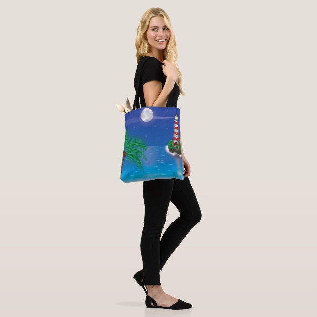 Lighthouse Themed Shoulder Tote (On Model)