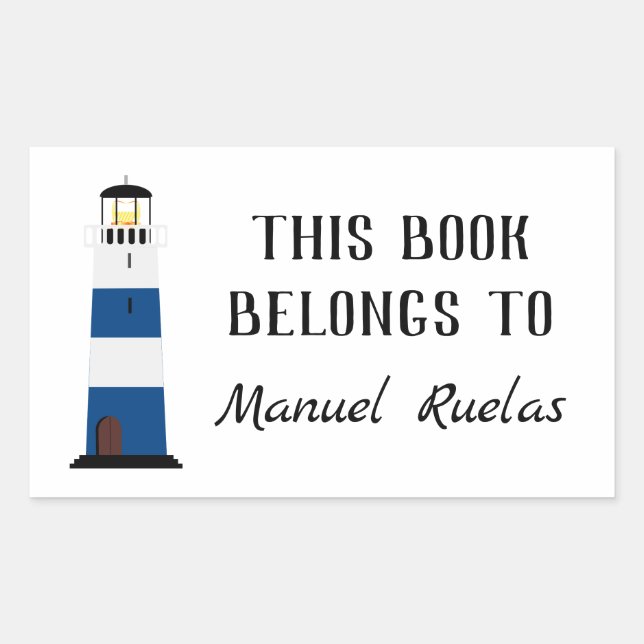 Lighthouse This Book Belongs To Rectangular Sticker (Front)