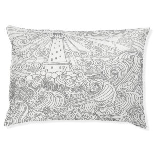 Lighthouse tower and ocean waves pet bed