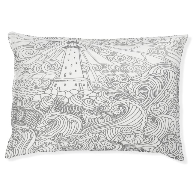 Lighthouse tower and ocean waves pet bed (Front)