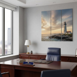 Lighthouse Triptych Nautical Law Office Wall Art