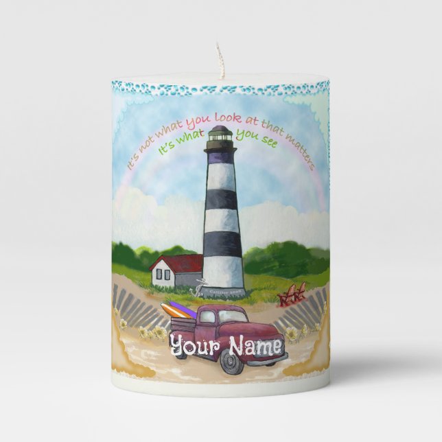 Lighthouse Truck Choice  Pillar Candle (Front)