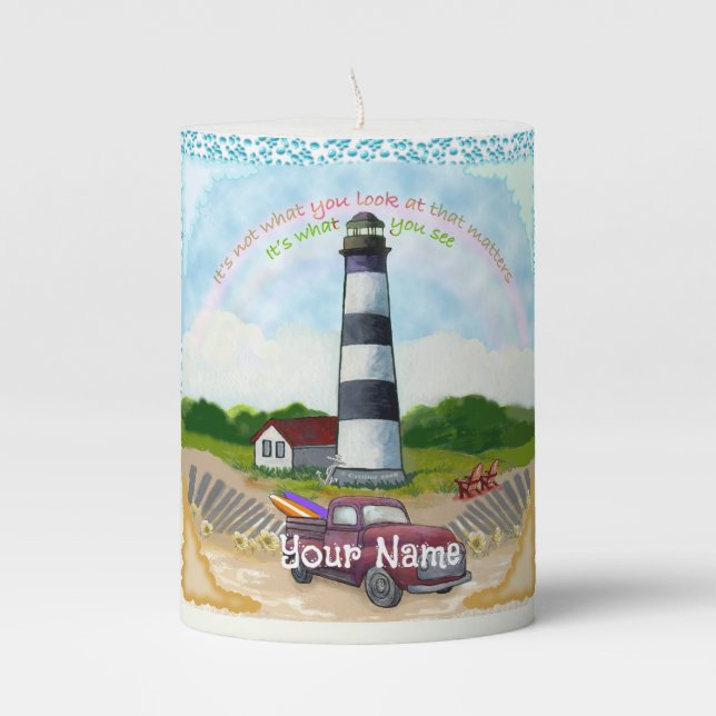 Lighthouse Truck Choice   Pillar Candle (Front)