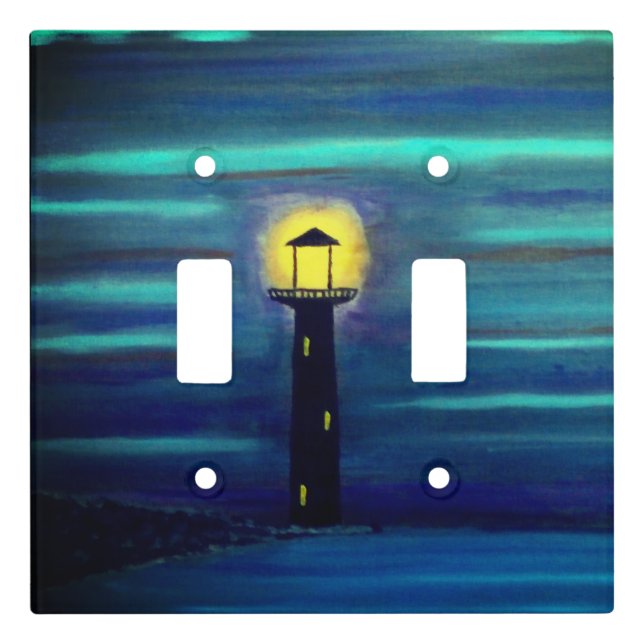 Lighthouse Under The Moon Light Switch Cover (Front)