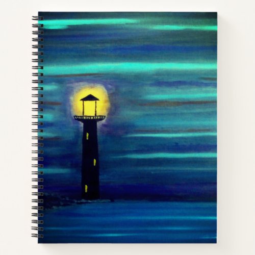 Lighthouse Under The Moon Notebook
