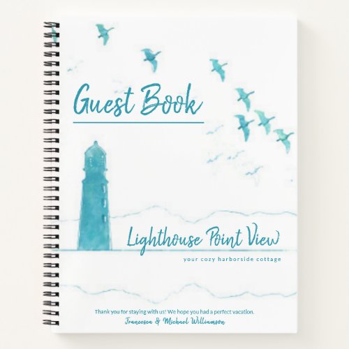 Lighthouse Vacation Rental Blue White Guest Book