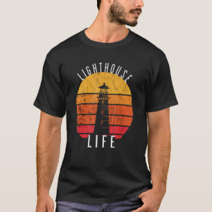 Lighthouse Vintage Sunset Seaside Life Sailing Se T-Shirt