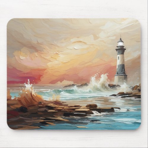 Lighthouse Watercolor Mouse Pad