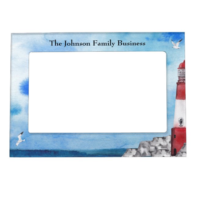 Lighthouse Watercolor Scene Art Magnetic Frame (Front)