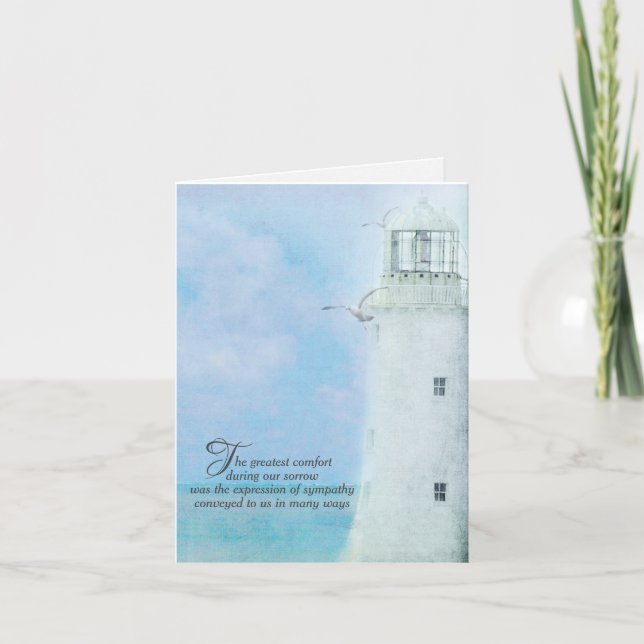 Lighthouse Watercolor Sympathy Thank You Card (Front)