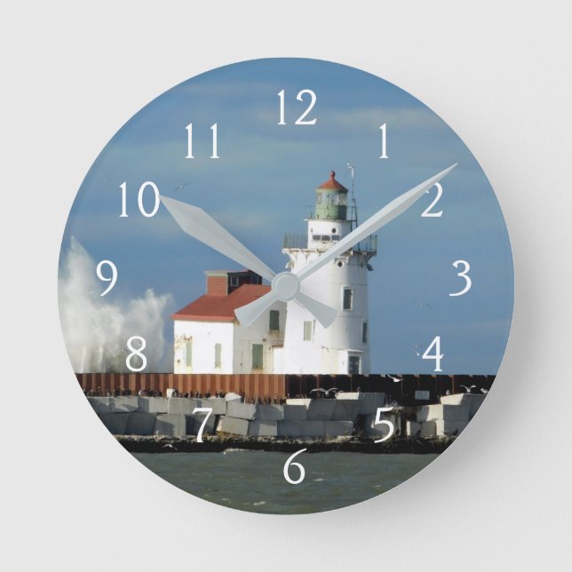 Lighthouse Wave Round Clock (Front)