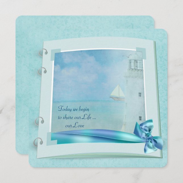 Lighthouse Wedding Book Invitation (Front/Back)