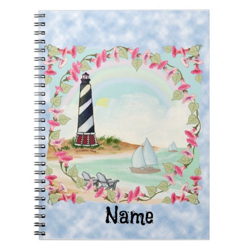 Lighthouse Wedding custom name Notebook