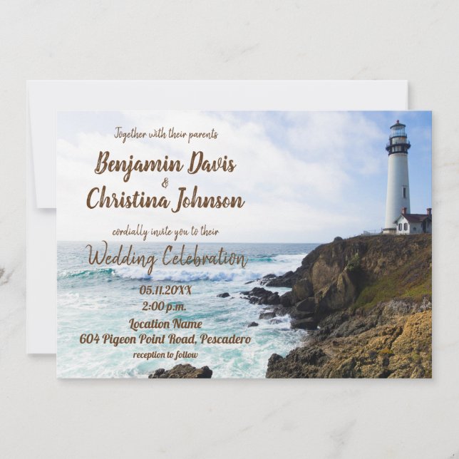 Lighthouse Wedding Invitation (Front)