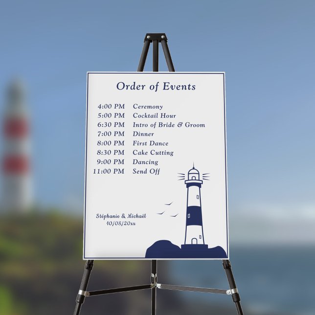 Lighthouse Wedding Order of Events Foam Board (Lighthouse Wedding Order of Events Foam Board)