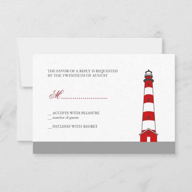 Lighthouse Wedding RSVP Card (Front)