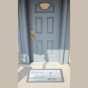 Lighthouse Welcome Beaches Watercolor Doormat