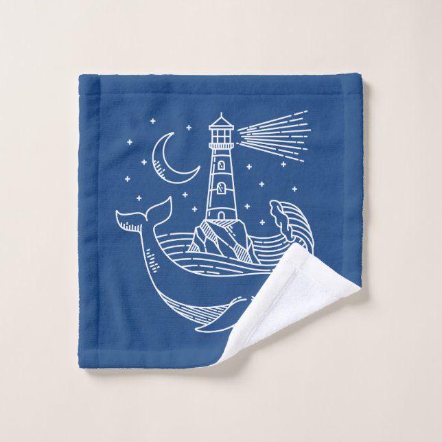 Lighthouse Whale Bath Towel Set (Wash Cloth)