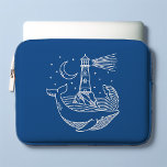 Lighthouse Whale Laptop Sleeve<br><div class="desc">Lighthouse whale line art hand drawn illustration.</div>