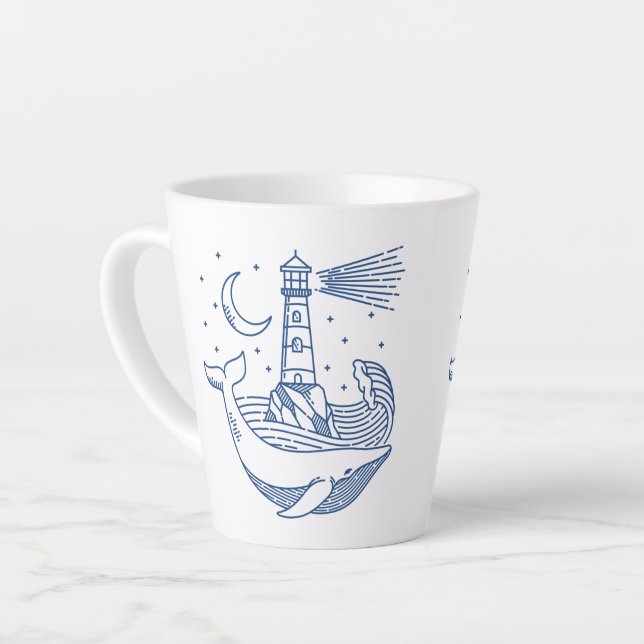 Lighthouse Whale Latte Mug (Left Angle)