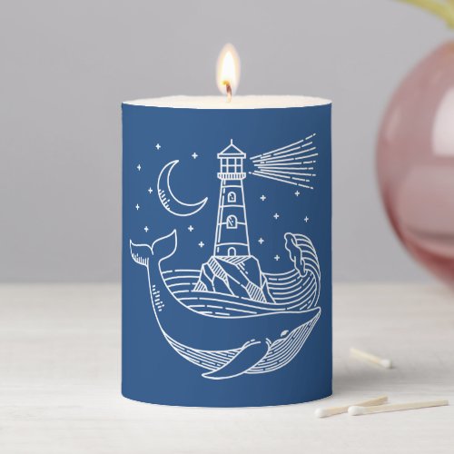 Lighthouse Whale Pillar Candle