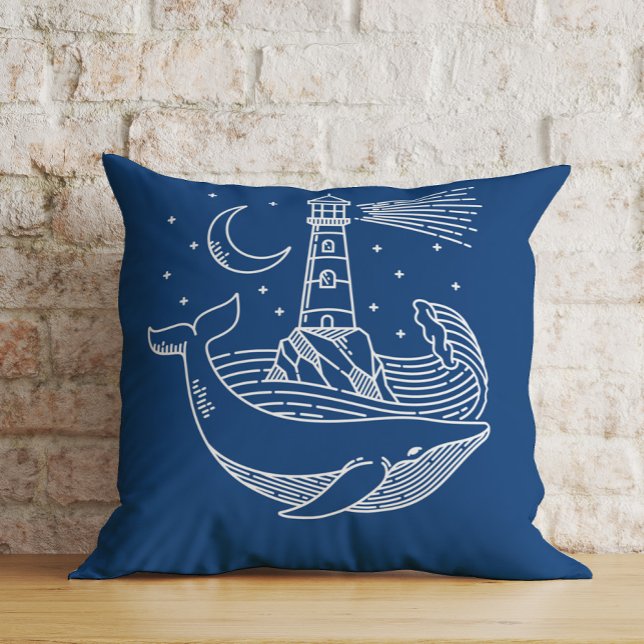 Lighthouse Whale  Throw Pillow (Creator Uploaded)