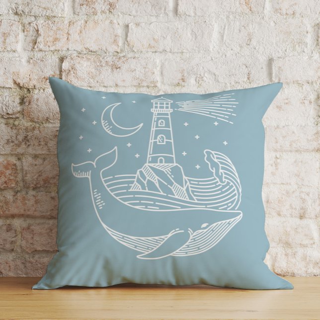 Lighthouse Whale Throw Pillow (Creator Uploaded)