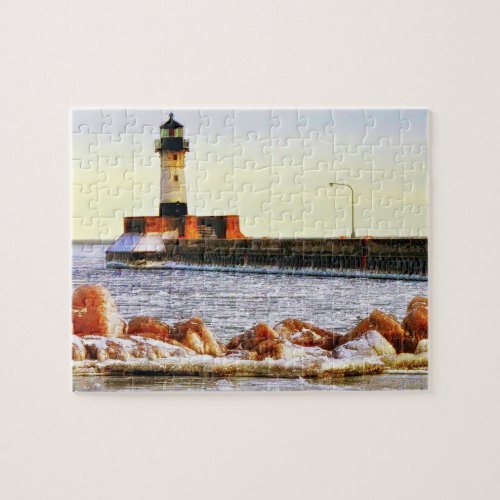 Lighthouse Winter Duluth Minnesota Jigsaw Puzzle