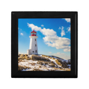 Lighthouse Winter In Peggy'S Cove, Nova Scotia Jewelry Box