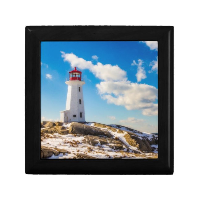 Lighthouse | Winter In Peggy'S Cove, Nova Scotia Jewelry Box (Front)